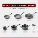 T-Fal Ultimate Hard Anodized 12-Piece Ceramic Nonstick Cookware Set, Oven Safe Up to 400F, Ceramic Pots and Pans Set, Frying Pans, Saucepan, Stockpot, Cooking Utensils, Stone
