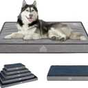 VANKEAN Dog Bed Soft Crate Pad Mat Reversible Warm& Cool, Washable Comfy Kennel Pad with Orthopedic Egg-Crate Foam for Small Medium Large Dogs, Water-Resistant Pet Bed, Grey-XX-Large