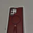 for Samsung Galaxy S24 Ultra Case Leather with Stand, Anti-Slip Grip Ring, Fits for MagSafe (Burgundy, S24 Ultra)