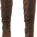 Luoika Women's Extra Wide Calf Low Heel Knee-High Boots (Brown)