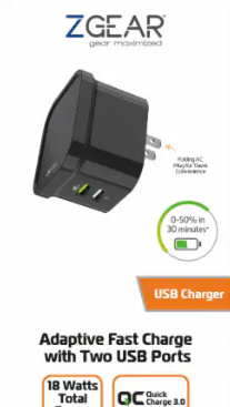 Zgear For USB C Adaptive Fast Charge Wall Charger