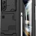 Military Case for Samsung Galaxy Z Fold 5, Cover with Screen Tempered Film, Shockproof Camera Protective Case (Color : Black)