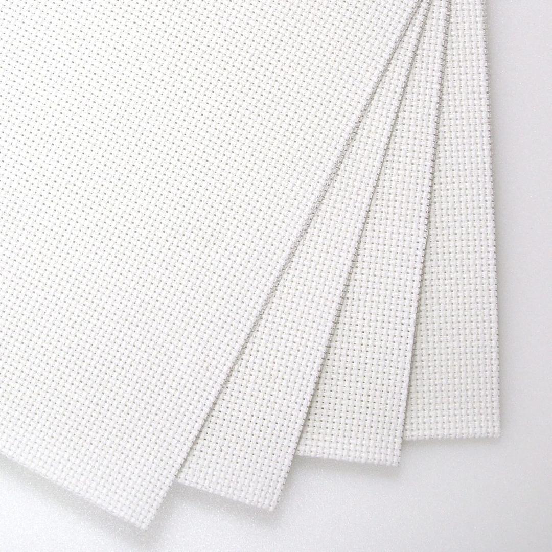KCS 4/6 pc of 12" x 18" 30cmx45cm 16CT Counted Cotton Aida Cloth Cross Stitch Fabric (White, 4 pc)