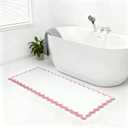 ORTIGIA Long Cute Scalloped Bathroom Rugs Runner, Fun Pink Plush Microfiber Scallop Bath Mats Non Slip Washable Quick Dry Absorbent, Rug Carpet for Bathtub Sink Laundry Room Bedroom, 24x59, 2' X 4'11"