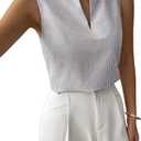 SOLY HUX Women's Work Outfits V Neck Sleeveless Blouses Summer Casual Tank Tops Business Office Dressy Striped Shirts