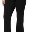 No Nonsense Lounge Yoga Pants Flared Cotton Leggings, 32.5" Inseam, Wide Waistband, No Show Coverage, Relaxed Flare Leg (Black, L)