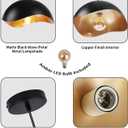 Modern Wave Pendant Light, 11" Black and Gold Dome Shade, LED Ceiling Light Fixture with Globe Bulb, Contemporary Hanging Light for Kitchen, Dining Room, Bedroom (2 Pack), 11" Diameter-2 pack
