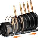 MUDEELA Pots and Pans Organizer Rack for under Cabinet, Expandable 11.81''-22.85'' Pot Lid Kitchen Cabinet Organizer Holder with 10 Adjustable Compartment Cutting Board Organizer for Pan Lid, Bakeware