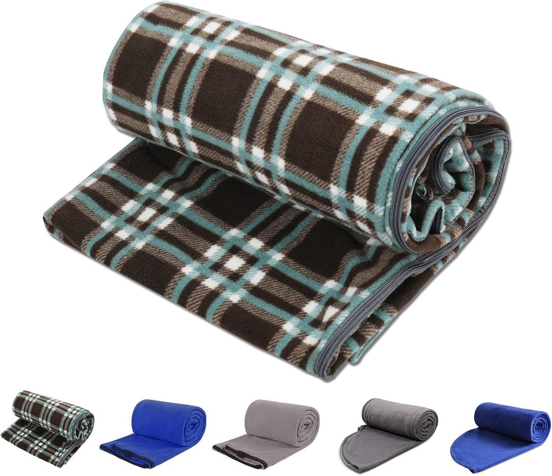 REDCAMP Fleece Sleeping Bag Liner Thicker for Adult Warm or Cold Weather, 73" Long Full Sized Zipper Camping Blanket for Outdoor Indoor Used with Sack, Brown (Brown Thicker)