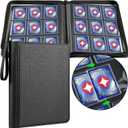 GEAoffice 9 Pockets Top Loader Binder for 324 Cards, Premium PU Leather Side Loading Trading Card Binder for Toploader, Ringless Card Collection Album Holder for 3"4" Rigid, Black