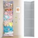 2 Pack Corner Stuffed Animal Toy Storage Hanging Organizer, Expandable Mesh Net Pockets, Stores Loads of Plush Toys - Large Plushie Display for Boys, Girls - Grey