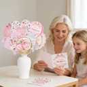 48 Pcs Happy Mother's Day Party Table Decorations Centerpiece Sticks, Best Mom Table Decorations Pink Flowers Table Toppers for Best Mom Love You Mother's Day Party Decoration Supplies