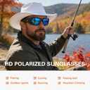 suoso Polarized Sports Sunglasses for Men, UV400 Wrap Around TR90 Frame | Ideal for Fishing, Driving, Cycling, Running, Golf; Wide Temples; Polarized Lenses Reduce Glare; Scratch Resistant; Anti-Slip