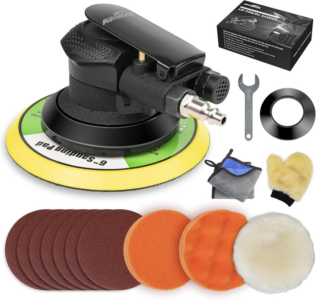 Autolock 6 Inches Air Random Orbital Sander, Pneumatic Palm Car Sanders For Wood Polisher Metal, Auto Body Work, Da Sanders, Dual-action Sander