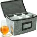 HURZMORO Storage Box for Glencairn Whisky Glass,6 Whiskey Glasses Holder for Organizer, Fully-Padded Inside with Sturdy Construction, Packing Boxes with Dividers- Perfect Whiskey Gift (6 Compartments)