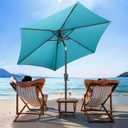 7.5ft Outdoor Patio Umbrella - Table Umbrella Waterprool UV Protection, Sombrillas de Patio with Push Button Tilt, Sun Umbrella for Pool, Porch, Garden, Deck, Backyard (Aqua Blue)