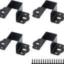 Coshar 4Pcs Heavy Duty Bed Rail Fittings Black Bed Frame Brackets Adapter U-Shape Bed Supporters Hardware for Bunk Bed Headboard, 3.62"x1.9"(L*W)