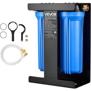 VEVOR RV Water Filter with Bracket, 2-Cartridge 2.5 x 10 in Water Filter System for RVs, Remove Chlorine, Bad Tastes, Odors, and Most Contaminants, for Campers, Boats, Vans