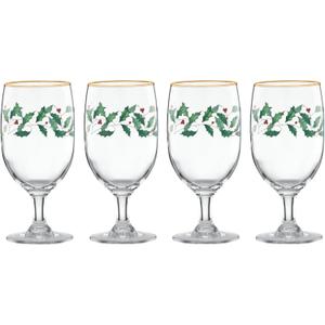 Lenox 849606 Holiday 4-Piece Iced Beverage Glass Set, Christmas Dinnerware, Hosting