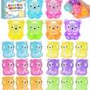 24 Pack Bear Stress Squishy BallFidget Taba Squishy Toys for Kids Sugar Filled Gummy Stress Cube, Bear Toys Squeeze Balls for Party Favors, Classroom Prizes ,Goodie Bags Stuffer