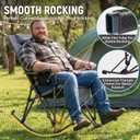 FUNDANGO Oversized Rocking Camping Chair for Adults, High Back Padded Folding Lawn Chairs with Pillows, Wide Armrest, 2 Cup Holders, Carry Bag for Patio Garden Outdoor Supports 440Lbs (Grey)