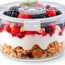 Large Trifle Bowl with Sealed Lid,8.9 Inch Clear Salad Bowl with Snap Fasteners,Plastic Mixing and Serving Bowls for Laying Ice Cream,Cake,Cupcake,Salad,Fruit,Dessert, 8.9 inches x 4.7 inches