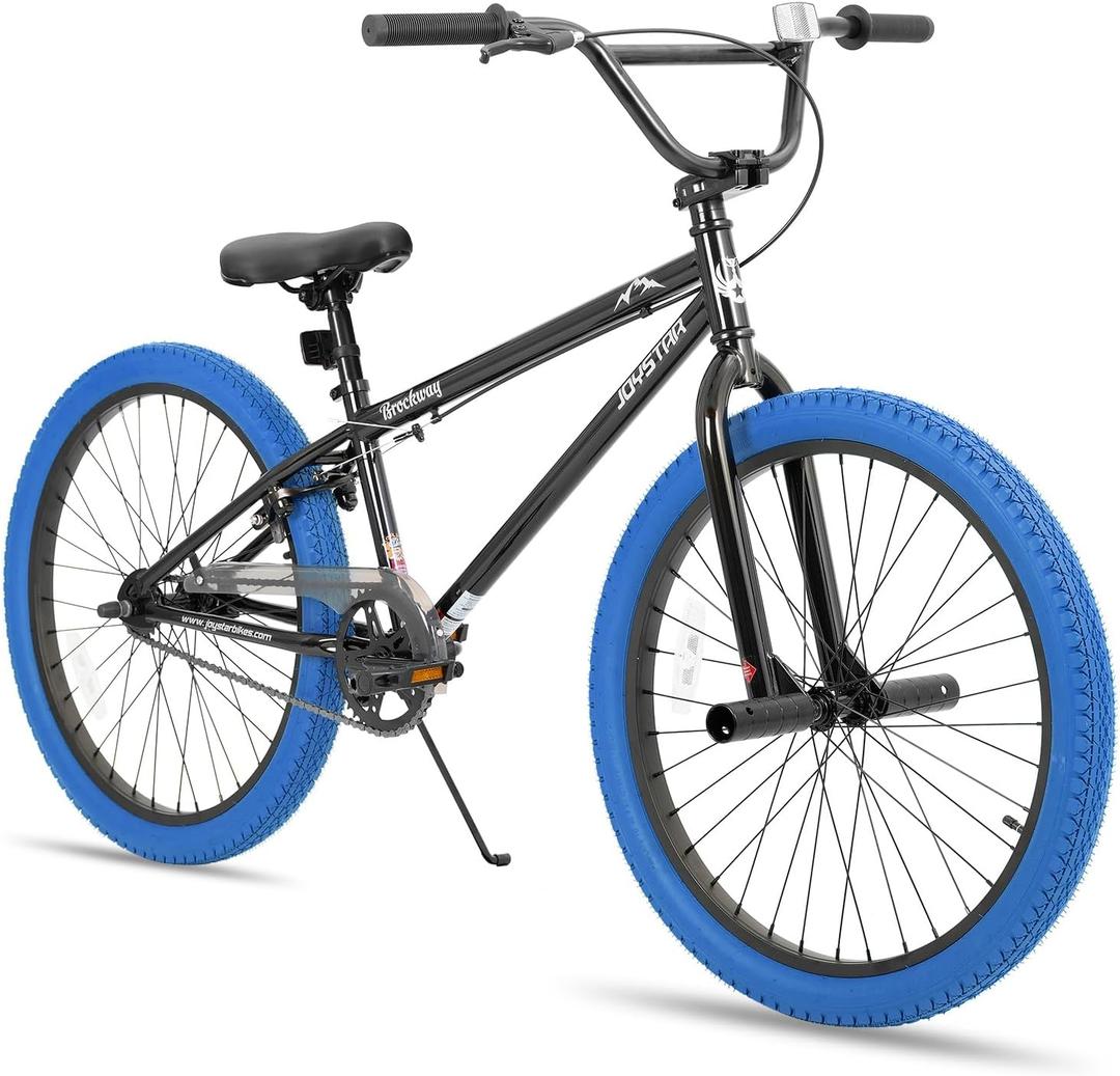 JOYSTAR 24 Inch Kids Bike Freestyle BMX Bikes for 7 8 9 10 11 12 Years Old Boys Girls and Beginner Riders, 24" Kids' Bicycles, Blue Tires