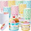 Jingmore 48 Pcs 12oz Paper Ice Cream Cups with Lids, Ice Cream Containers Disposable Sundae Dessert Bowls, Frozen Yogurt Containers Party Supplies for Hot and Cold Food, Salad, Fruit