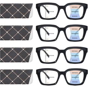 4 Pack Progressive Multifocus Reading Glasses for Women Oprah Style Blue Light Blocking Computer Readers