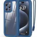 WXR Compatible with iPhone 15 pro case,Soft Silicone Bumper & Crystal Clear Hard PC Back and Hard PC Inner,[Military Grade Drop Protection] 3in1 Heavy Duty Case for iPhone 15 pro 6.1 inch. (Blue)