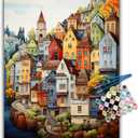Paint by Numbers Kit for Adults Beginner, Countryside Acrylic Adult Paint by Number Kits on Canvas, Village Landscape Watercolor Oil Number Painting for Adults, Perfect for Home Decor Gift 16"x20" 
