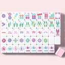 American Mahjong Game Set, 160 Pink Layered Mah Jong Tiles with Tile Bag, Gift-Ready Storage Box, 4 Dice with Pouch, Mahjong Travel Tiles Set, Western Mah Jongg, Majong, Majiang
