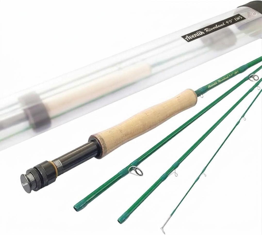 Aventik Riverbend Fly Fishing Rod with Rod Tube M-Fast action, Length 9'0", Line Wt LW5, Row Wt 3.92/111; IM8 carbon blank; Machined aluminum reel seat