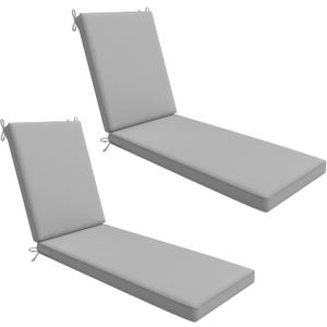 AAAAAcessories Outdoor Chaise Lounge Cushions, Waterproof, Fade-Resistant Patio Furniture Replacement Cushions, 72" x 21" x 3", Set of 2, Gray