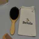 100% Boar Bristle Hair Brush for Women Set by Belula (L Size). Soft Natural Bristles for Thin and Fine Hair. Wooden Comb, Travel Bag and Spa Headband Included!