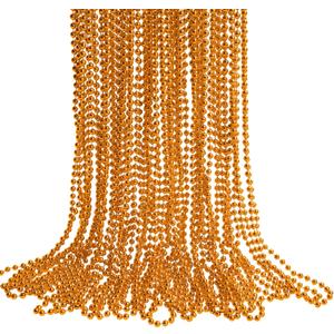 2 x HOOSUN 30 Pack Orange Beads Necklace,Orange Party Decorations Accessories Mardi Gras Beaded Necklace,Parade Throw Accessories Christmas Bead Necklaces for Party Favors,School Event,Celebrations Decor