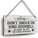YZEXEZY Do Not Knock or Ring Doorbell Sign 6"x12"Dog Warning Wooden Sign for Front Door Hanger Gate Fence-Do Not Disturb