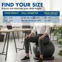 ProBody Pilates Yoga Ball Chair, Exercise Ball Chair with Base or Stand for Home Office Desk Sitting or Workout, 65cm Antiburst Balance & Stability Ball Seat, Large Gym Ball for Back, Abs