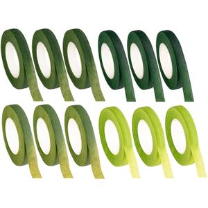 Juvale Floral Tape - 12-Pack Florist Tape, Green Adhesives for Bouquet Stem Wrapping, Arrangement & Crafts, 0.47 Inches x 30 Yards, 4 Green Shades