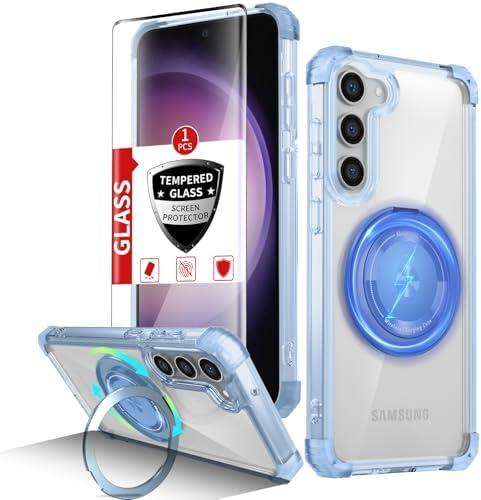 IYTRRYH for Samsung Galaxy S23 Plus Case Magnetic Compatible with MagSafe with 1 Screen Protector,for S23+Plus Phone Case with Kickstand Ring Military Grade Drop Heavy Duty Protection Shockproof Blue