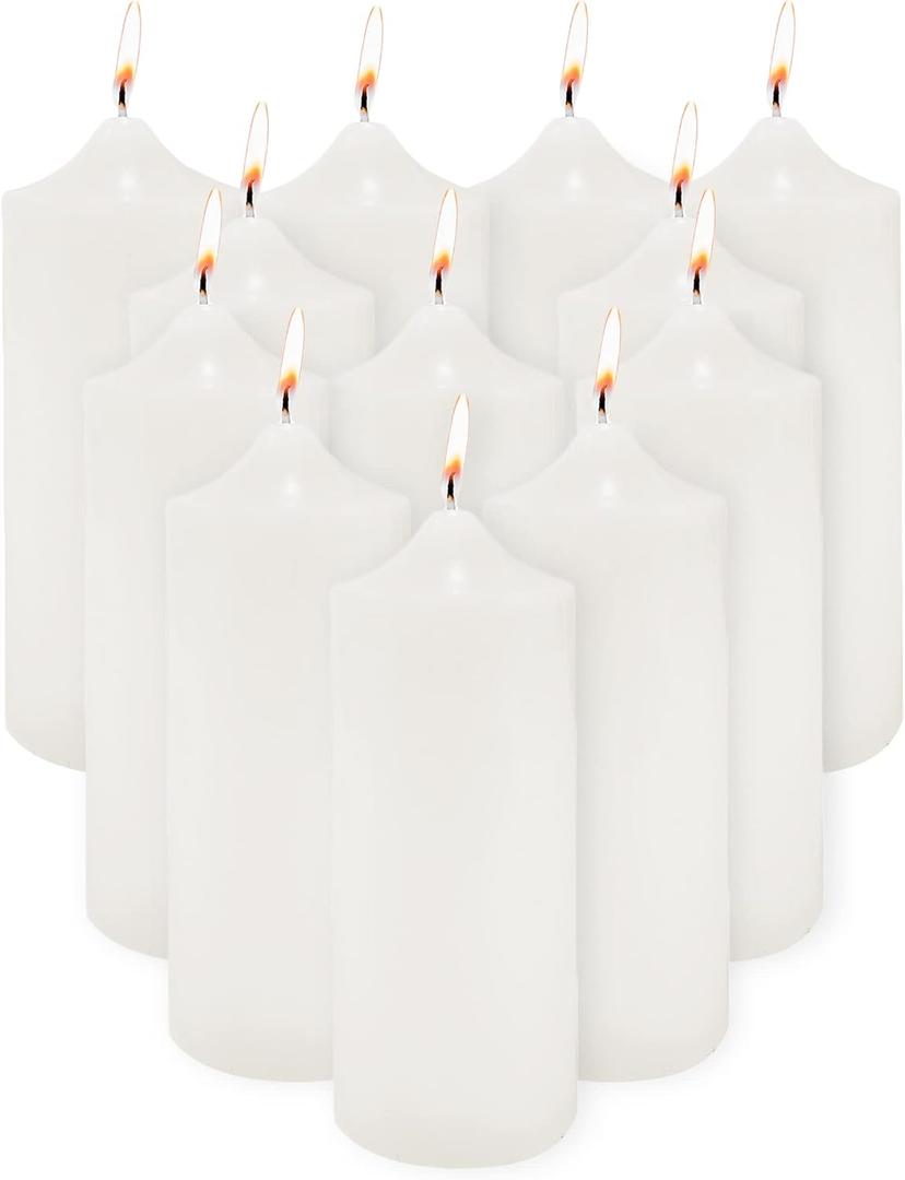 Super Z Outlet 3 x 9 Unscented Pillar Candles for Home Decoration, Weddings, Relaxation, Spa, Smokeless Cotton Wick. (12 Pack) (White)