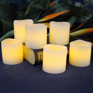 LED Lytes Battery Operated Candles - Set of 6 Ivory Wax Candles 2" Tall and 2" Wide with amber yellow Flame
