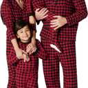 Amazon Essentials Matching Holiday Family Pajama Sets (Small, Classic Buffalo Check)