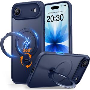 for iPhone Air Case: with 360 Spin Magnetic Stand, Camera Control Button, Fit for MagSafe, Military Drop Protection, Protective Slim Phone Cover for 17Air with Ring Kickstand, 6.5", Blue