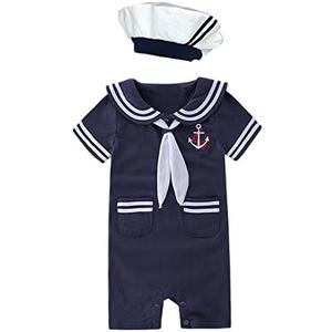 XM Nyan May's Baby Toddler Boys Sailor Stripe Romper Marine Navy Romper Outfit, Size: 2 - 3 T