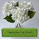 YalzoneMet 3 PCS White Hydrangea Artificial Flowers 21 inchs Real Touch Faux Hydrangea Flowers for Wedding Tables Centerpieces Fake Flowers for Party Home Kitchen Decor