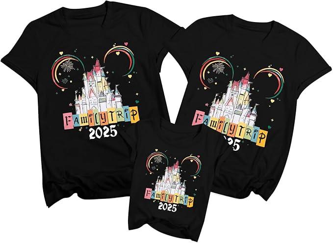 MYHALF Magical Family Shirts Matching 2025 Vacation Family Matching Outfits Mom and Mini Cute Summer Trip Clothes (Small, Black)