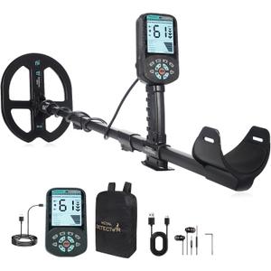 Rechargeable Metal Detector for Adults - 4000mAh High Capacity - 12 Inch Deep Depth Professional Gold Detector Double-D Waterproof Coil for Beach,Higher Accuracy Metal Detector with 6 Detection Modes