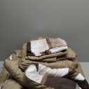 WONGS BEDDING King Size Comforter 7 Pieces, Brown King Comforter Set with Sheets, Striped Bed in a Bag Boho Lightweight Bedding Set for All Seaon (104"90")