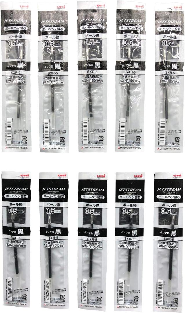 Uni-ball Jetstream Fine Point Roller Ball Pens Refills for Standard Pen Type -0.5mm-black Ink-value Set of 10
